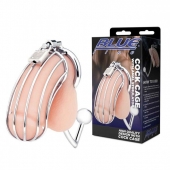 Серебристая металлическая клетка с анальным стимулятором Cock Cage - BlueLine - купить с доставкой в Реутове