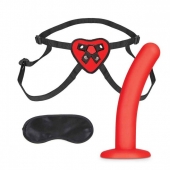 Красный поясной фаллоимитатор Red Heart Strap on Harness   5in Dildo Set - 12,25 см. - Lux Fetish - купить с доставкой в Реутове