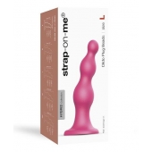 Розовая насадка Strap-On-Me Dildo Plug Beads size L - Strap-on-me - купить с доставкой в Реутове