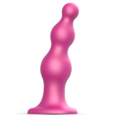 Розовая насадка Strap-On-Me Dildo Plug Beads size L - Strap-on-me - купить с доставкой в Реутове
