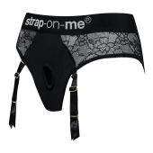 Черные трусики для насадок Diva Lingerie Harness - size S - Strap-on-me - купить с доставкой в Реутове