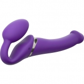 Фиолетовый безремневой вибрострапон Vibrating Bendable Strap-On - size L - Strap-on-me - купить с доставкой в Реутове