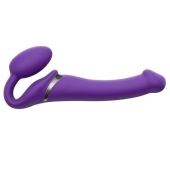 Фиолетовый безремневой вибрострапон Vibrating Bendable Strap-On - size L - Strap-on-me - купить с доставкой в Реутове