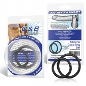 Набор из двух черных силиконовых колец разного диаметра SILICONE COCK RING SET - BlueLine - в Реутове купить с доставкой