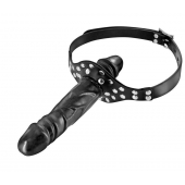 Черный кляп-фаллоимитатор Double Penis Gag - Fetish Tentation - купить с доставкой в Реутове