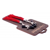 Металлические зажимы на соски с красными замшевыми кисточками - Crazy Handmade - купить с доставкой в Реутове