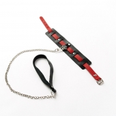 Черный ошейник с красным ремешком и поводком - Crazy Handmade - купить с доставкой в Реутове