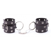 Черные кожаные наручники с люверсами - Crazy Handmade - купить с доставкой в Реутове