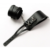 Черные кожаные оковы с креплением в виде веревочек - Crazy Handmade - купить с доставкой в Реутове