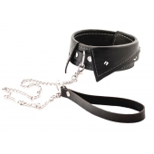 Черный ошейник-воротничок с металлическим поводком - Crazy Handmade - купить с доставкой в Реутове