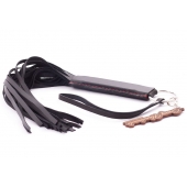 Черная кожаная плеть с удобной ручкой - 50 см. - Crazy Handmade - купить с доставкой в Реутове