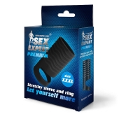 Черная открытая насадка на пенис с кольцом для мошонки XXXL-size - 9,9 см. - Sex Expert - в Реутове купить с доставкой