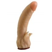 Телесная гелевая насадка-фаллос с клиторальными лепестками - 18,5 см. - LOVETOY (А-Полимер) - купить с доставкой в Реутове