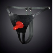 Чёрные кожаные универсальные трусики со штырьком для насадок - Sitabella - купить с доставкой в Реутове