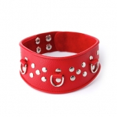 Кожаный красный ошейник с велюровой подкладкой - Sitabella - купить с доставкой в Реутове