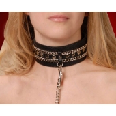 Чёрный ошейник с цепочками и поводком - Sitabella - купить с доставкой в Реутове