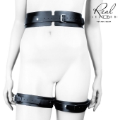 Черный кожаный пояс с гартерами - S-M - Notabu - купить с доставкой в Реутове