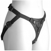 Черный женский пояс-трусики с кольцом для фиксации насадок - LOVETOY (А-Полимер) - купить с доставкой в Реутове