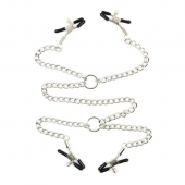 Серебристые зажимы для сосков и половых губ на тонкой цепочке - Notabu - купить с доставкой в Реутове