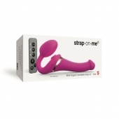 Ярко-розовый безремневой страпон Multi Orgasm Size S с клиторальной стимуляцией - Strap-on-me - купить с доставкой в Реутове