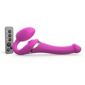 Ярко-розовый безремневой страпон Multi Orgasm Size S с клиторальной стимуляцией - Strap-on-me - купить с доставкой в Реутове