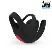 Черная вибронасадка на пенис и мошонку Sex Expert - Sex Expert - в Реутове купить с доставкой