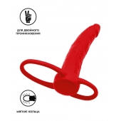 Красная насадка на пенис для двойного проникновения Black Red - 16,5 см. - ToyFa - купить с доставкой в Реутове