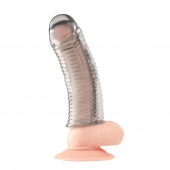 Текстурированная насадка на пенис Clear Textured Penis Enhancing Sleeve Extension - 16,5 см. - BlueLine - в Реутове купить с доставкой
