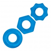 Комплект из трех голубых колец для эрекции 3-Pack Nuts   Bolts Stretch Cock Ring Set - BlueLine - в Реутове купить с доставкой