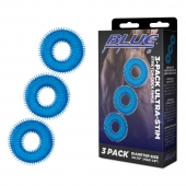 Комплект из трех голубых колец для эрекции 3-Pack Ultra-Stim Stretch Cock Rings - BlueLine - в Реутове купить с доставкой