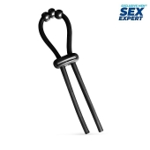 Черное эрекционное кольцо со стимулирующими бусинами - Sex Expert - в Реутове купить с доставкой