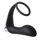 Черное эрекционное кольцо с вибропробкой Vibrating Anal Plug With Cockring - Dream Toys - в Реутове купить с доставкой