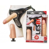 Телесный страпон Harness LESBI с вагинальной пробкой - 16,5 см. - LOVETOY (А-Полимер) - купить с доставкой в Реутове