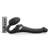 Черный безремневой страпон Multi Orgasm Size S с клиторальной стимуляцией - Strap-on-me - купить с доставкой в Реутове