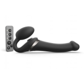 Черный безремневой страпон Multi Orgasm Size M с клиторальной стимуляцией - Strap-on-me - купить с доставкой в Реутове