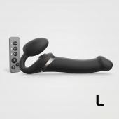 Черный безремневой страпон Multi Orgasm Size L с клиторальной стимуляцией - Strap-on-me - купить с доставкой в Реутове
