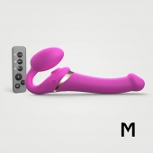 Ярко-розовый безремневой страпон Multi Orgasm Size M с клиторальной стимуляцией - Strap-on-me - купить с доставкой в Реутове