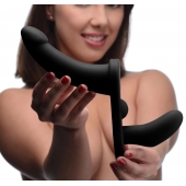 Черный вибрострапон Double Take 10X Double Penetration Vibrating Strap-on Harness - XR Brands - купить с доставкой в Реутове