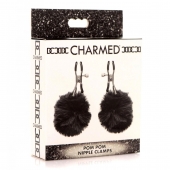Зажимы для сосков с черным помпонами Pom Pom Nipple Clamps - XR Brands - купить с доставкой в Реутове