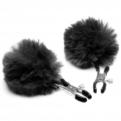 Зажимы для сосков с черным помпонами Pom Pom Nipple Clamps - XR Brands - купить с доставкой в Реутове