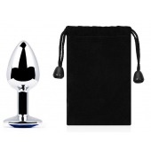 Анальное украшение BUTT PLUG  Small с синим кристаллом - 7 см. - Anal Jewelry Plug - купить с доставкой в Реутове