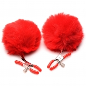 Красные зажимы на соски с помпонами Pom Pom - XR Brands - купить с доставкой в Реутове
