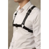 Черная мужская кожаная портупея №4 - БДСМ Арсенал - купить с доставкой в Реутове