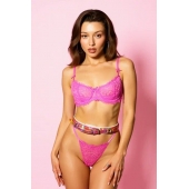 Эффектный розовый пояс из голографической эко-кожи - БДСМ Арсенал - купить с доставкой в Реутове