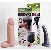 Страпон-унисекс с двумя насадками UNI strap 7  Harness - 19 и 16 см. - LOVETOY (А-Полимер) - купить с доставкой в Реутове