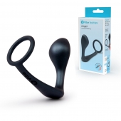 Черное эрекционное кольцо со стимулятором простаты Ringer Cock Ring   Plug - b-Vibe - в Реутове купить с доставкой