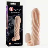 Телесная насадка-удлинитель Okoto со спиралевидным рельефом - 16 см. - Sitabella - в Реутове купить с доставкой