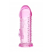 Розовая насадка на пенис с шипиками и коготком - 13,5 см. - A-toys - в Реутове купить с доставкой