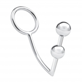 Кольцо на пенис с анальным стимулятором Two Bead Stainless Steel Anal Hook   Cock Ring - BlueLine - в Реутове купить с доставкой