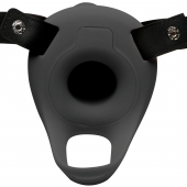 Черный полый страпон с вибрацией 2’’ Erection 28X Smooth Vibrating Silicone Penis Sheath - XR Brands - купить с доставкой в Реутове